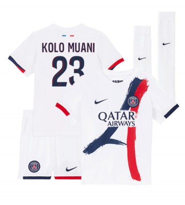 Paris Saint-Germain Randal Kolo Muani #23 Segunda Equipación Niños 2024-25 Manga Corta (+ Pantalones cortos)